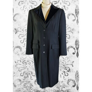 Seeler Black Long Blazer Coat Velvet Collar Dark Academia Goth Minimalist Chic